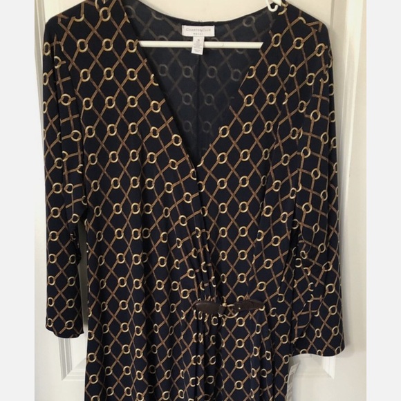 Chárter Club Black and Gold Geometric Pattern Dress - Picture 4 of 6